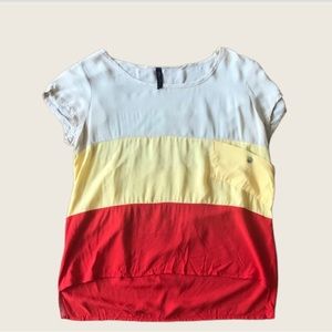 Final Touch color block top. Red/yellow